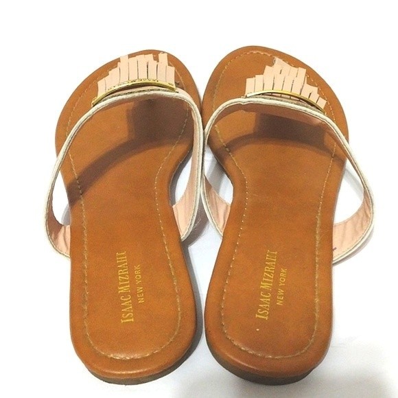 Isaac Mizrahi New York Faux Leather Fringe Flats Thong Summer Sandals US 8 - Picture 4 of 5